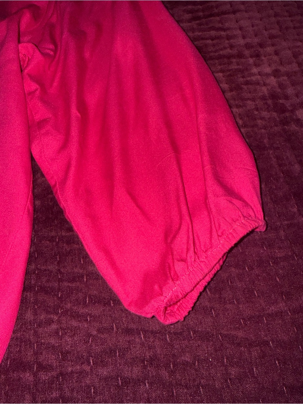 Women's Red Ruffled Neckline Top - Picture 3 of 5